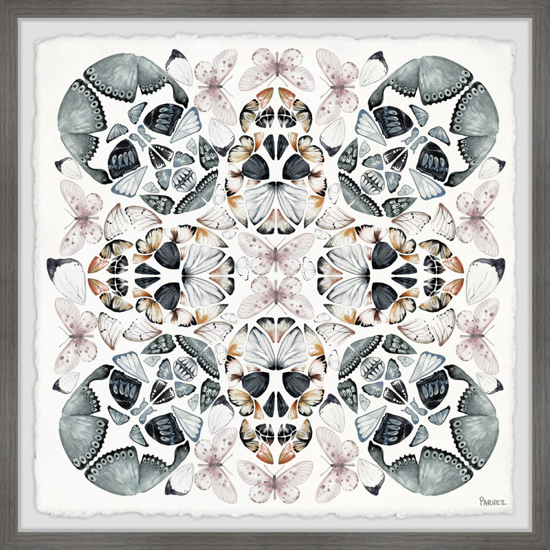 «Majestic Butterfly Skull» par Parvez Taj, reproduction d'art encadrée, H 18 po x l 18 po x P 1,5 po