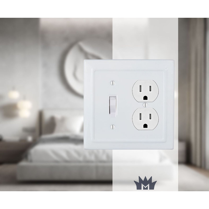 Architectural 2-Gang Duplex/Toggle Combination Standard Wall Plate, Classic White