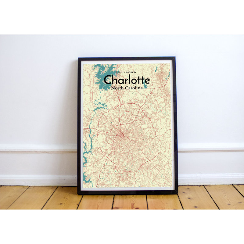 Charlotte City Map - No Frame Print, 91.4cm H x 61cm W x 0.13cm D