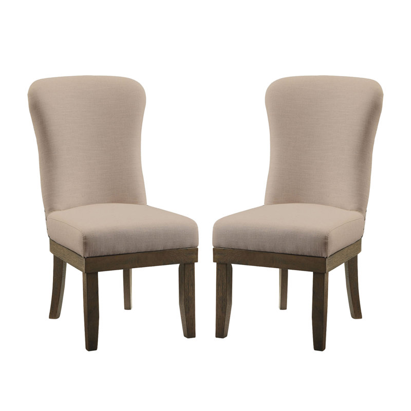 Chaise parsons rembourrée en lin beige, Beige, Brun usé