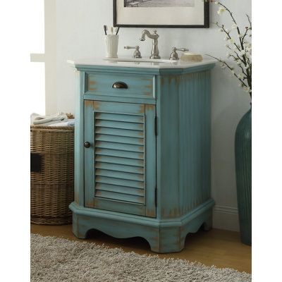 24 Inch Abbeville Distressed Light Blue Cottage Style Bathroom Sink Vanity