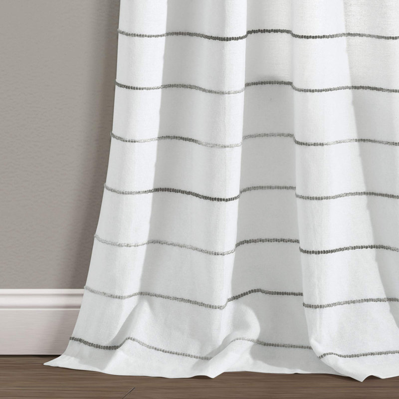 Gray Ombre Stripe Cotton Polyester Light-Filtering Curtains