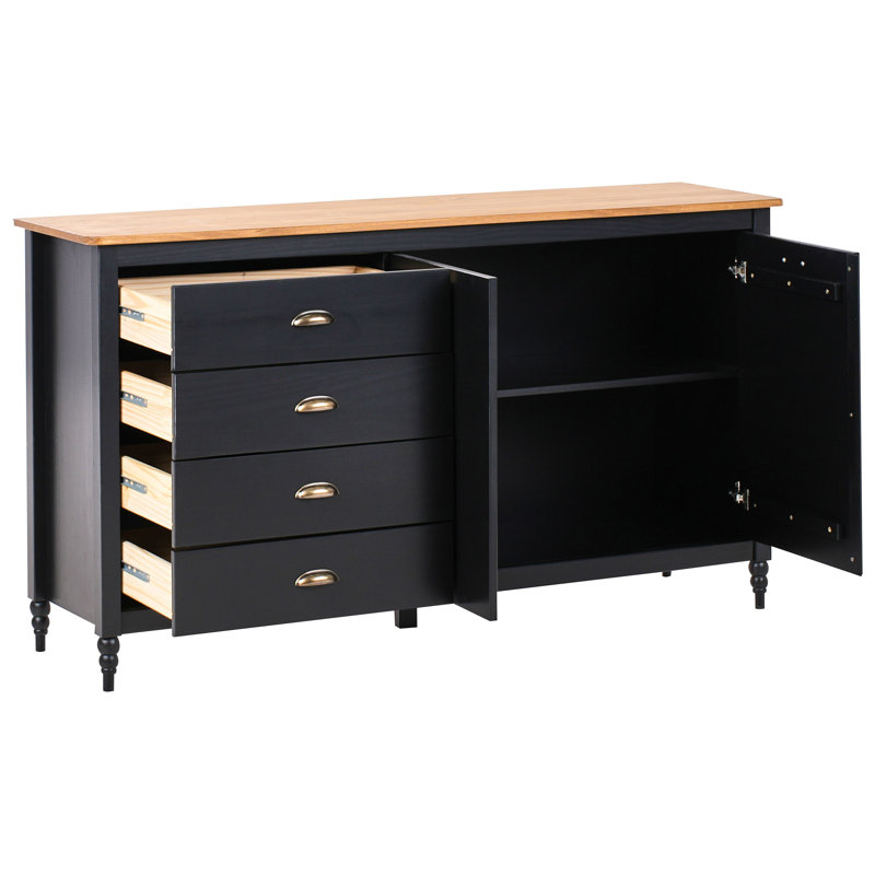 Cimino 150cm Solid Wood Sideboard, Black