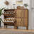 Shoe Storage Cabinet With 2 Flip Drawers,Free Standing Shoe  Cabinet With Metal Handles For Entryway,Shoe Rack Cabinet With Line Groove Design,23.6"W