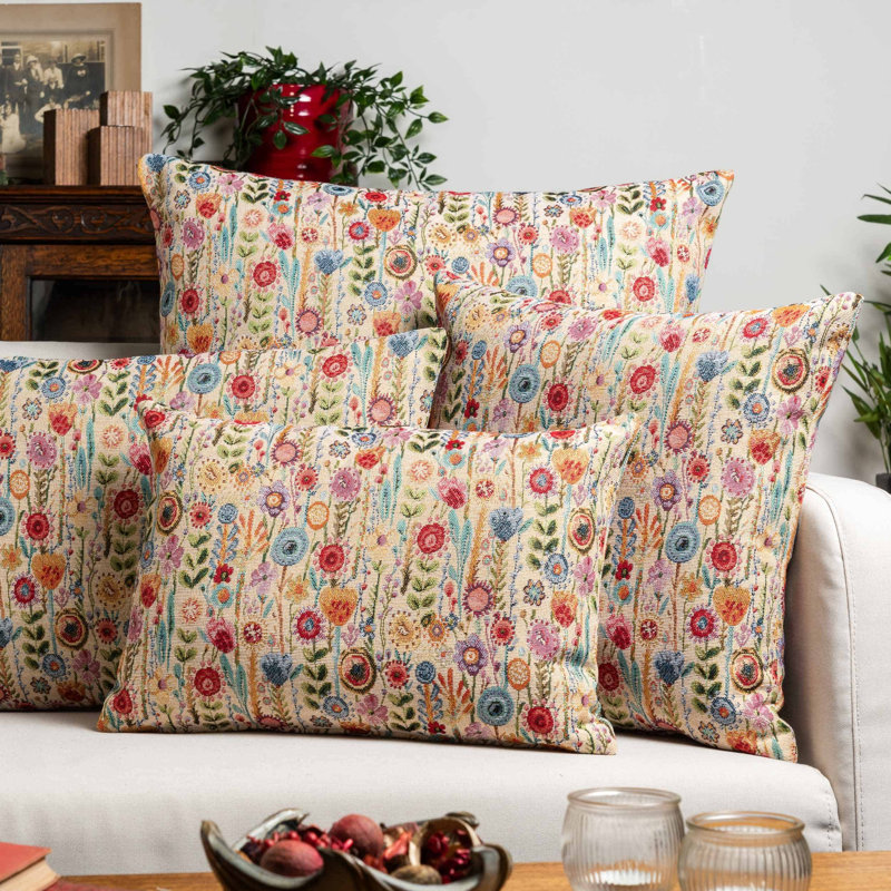 Floral Cushion, Feather filled, 58x38cm