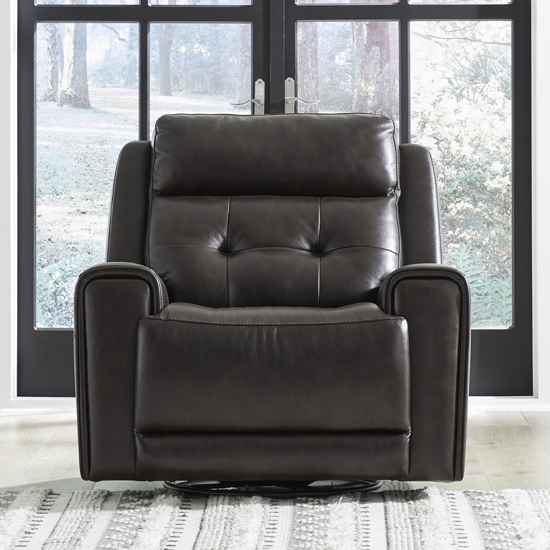 Iavor Leather Power Recliner, Dark Brown