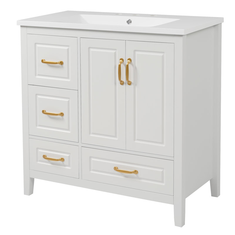Meuble-lavabo de salle de bain avec lavabo, Blanc