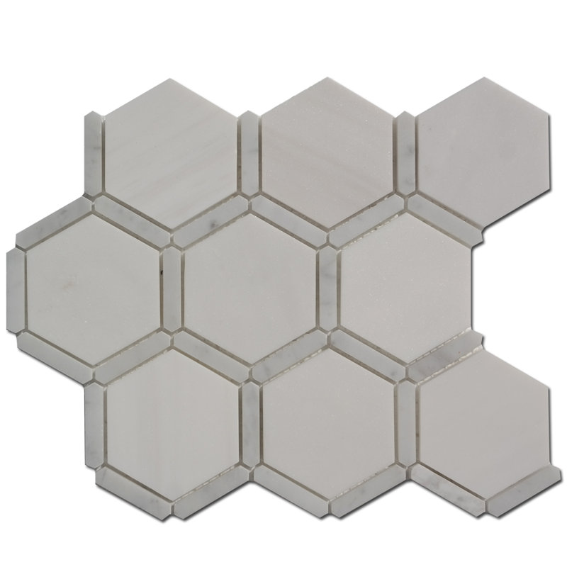 MOSAIQUE 3 "HONEYCOMB AVEC CADRE, Dolomie / Carrara