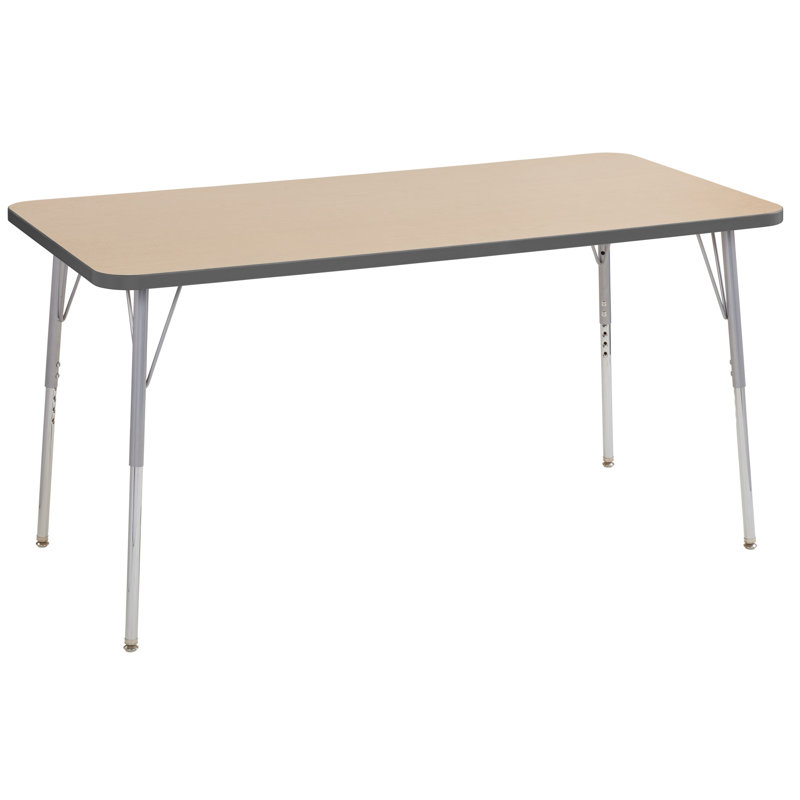 Table rectangulaire d'activité rectangulaire avec pieds réglables, 30" x 60", Gris/noir, Roulement pivotant standard