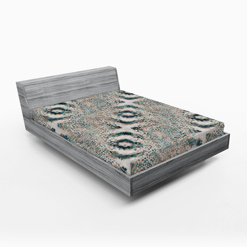 Drap-housse Ambesonne, Drap-housse de taille double, Bleu cadet, chocolat pâle