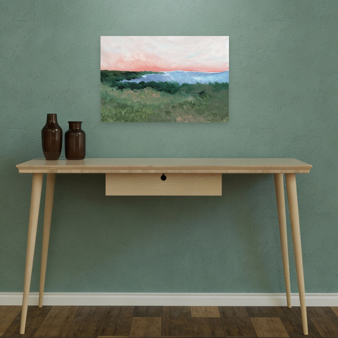Pink Sky Coastal View Peaceful Serene Tranquil Coastal Landscape Wall Art Print
