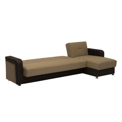 Canapé-lit modulaire réversible en tissu chenille l 91 po Mackenzie avec méridienne de rangement, table rabattable, porte-gobelets et ports de chargement