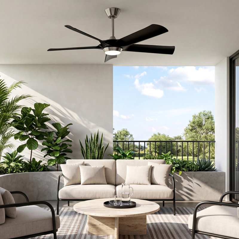 Ventilateur de plafond moderne à intensité variable de 52 po avec lumière et télécommande à 6 vitesses, moteur à courant continu réversible