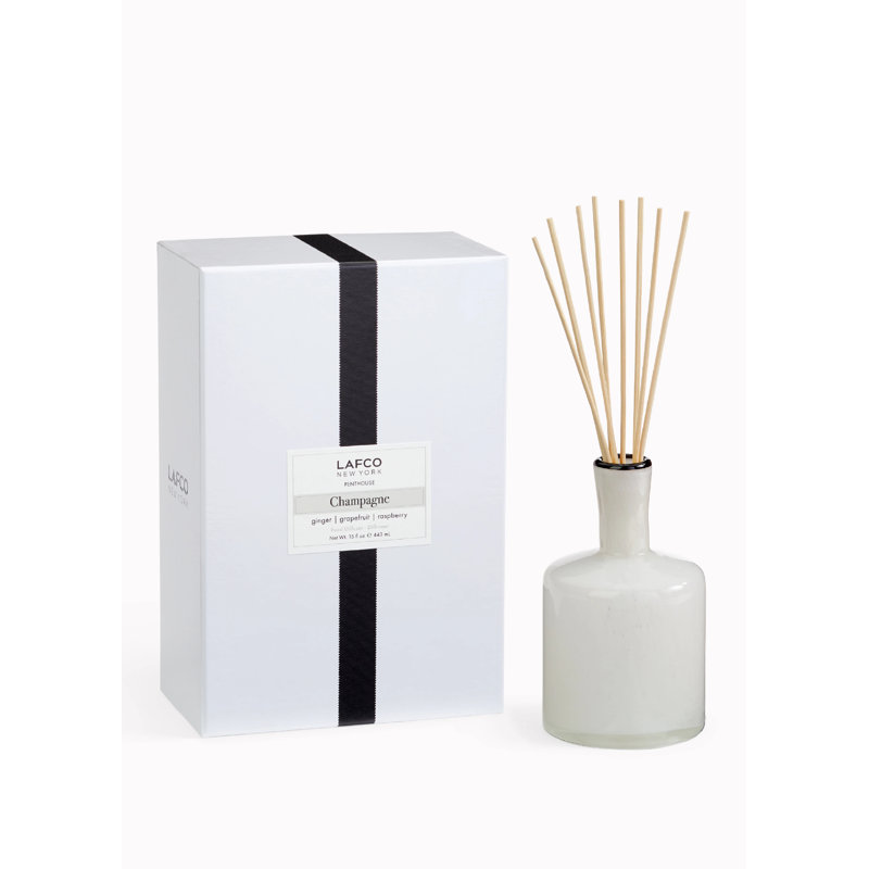 Reed Diffuser, 6.5" H x 4" W x 4" D, White, Champagne