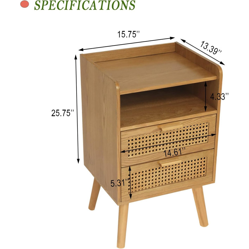 Arneita 15.75'' W Nightstand, Brown