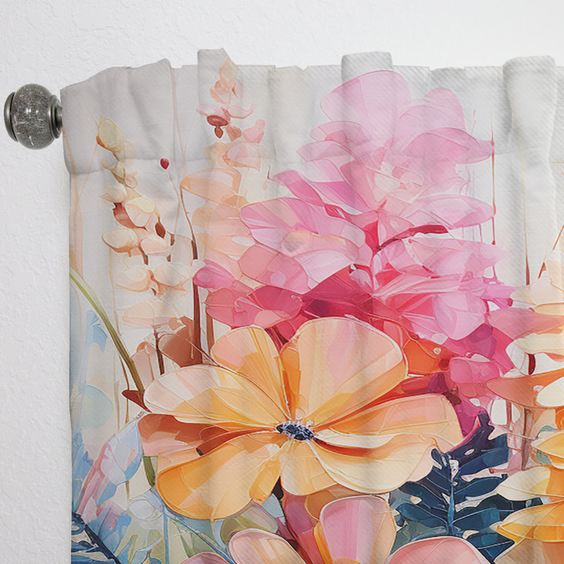 Khailee Multicoloured Ferns Collage I - Modern Velvet Curtain - Room Darkening - 1 Panel, 52" W x 108" L