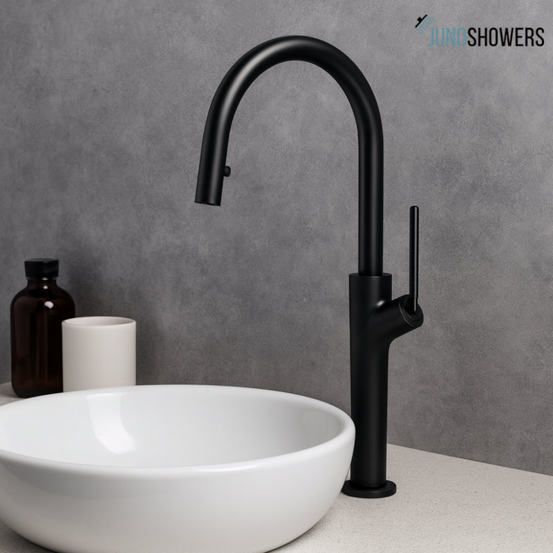 Robinet de douche avec valve thermostatique et douchette amovible, Noir