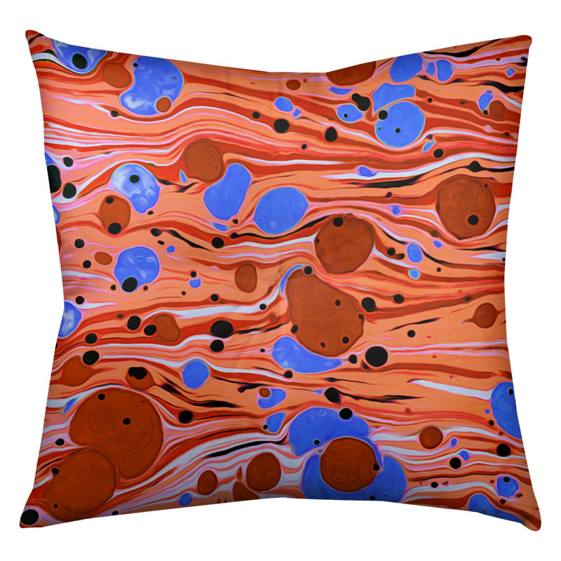 Coussin de plancher tourbillons, 26 po x 26 po, Orange / Bleu