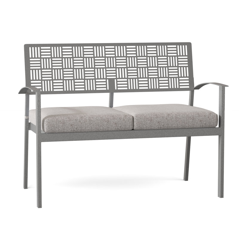 New Century Outdoor Bench, Pewter, Canvas Bird's Eye Sunbrella® Canvas