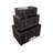 Decorative Storage Trunks Hair On Hide Leather Wood With Buckle Detail For Home Office Bedroom Living Room Set Of 3 - 17", 15", 11" Black, Brown, White