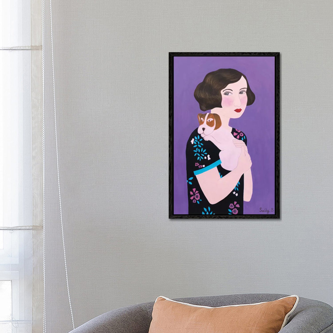 Frau und Cocker Spaniel von Sally B - Galerie-verpackte Leinwand Giclée