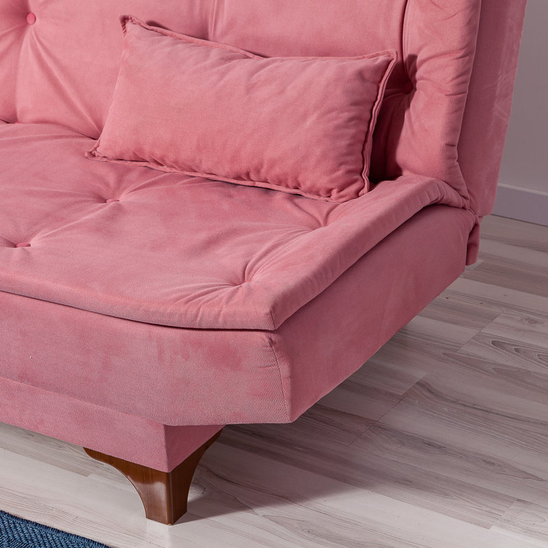 Canapé-lit sans accoudoirs de 74,8 po Cropsey, Polyester rose