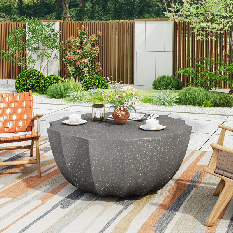 Table basse de jardin 35,39 po - Ciment, imperméable à l’extérieur. Gris, structure, facile à nettoyer et à conserver complètement, patio en ciment d'une capacité de 220 lb pour le jardin.