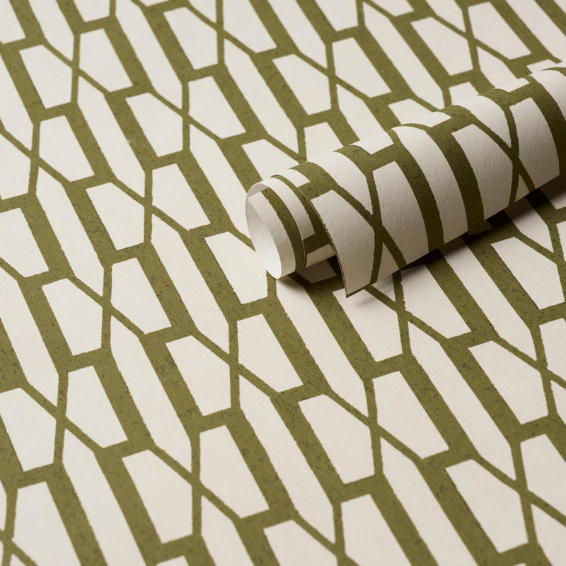 Schumacher X Veere Grenney Belvedere Wallpaper, Olive