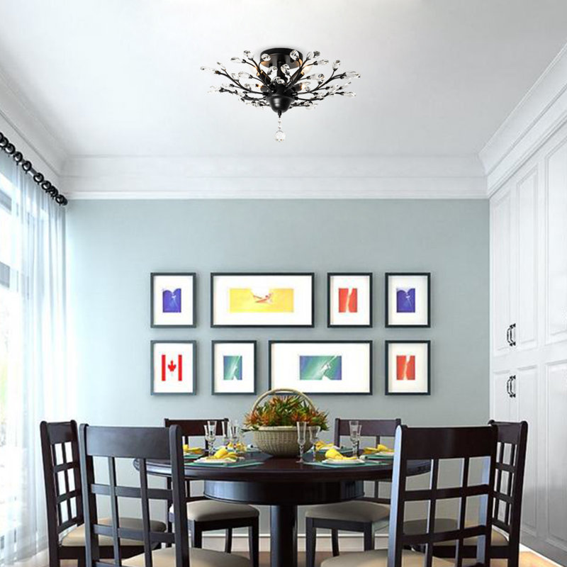 4 - Light 60cm Unique Semi Flush Mount, Black