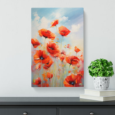 Poppy Field Gestural No.3 - Wrapped Canvas