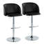 Tabouret de bar réglable en métal chromé et similicuir noir avec repose-pieds arrondi en T - ensemble de 2-130031796