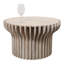 Table basse ronde moderne en travertin avec base ronde sculpturale - Table de salon élégante pour petits espaces ou décor de patio couvert - 31 po, blanc