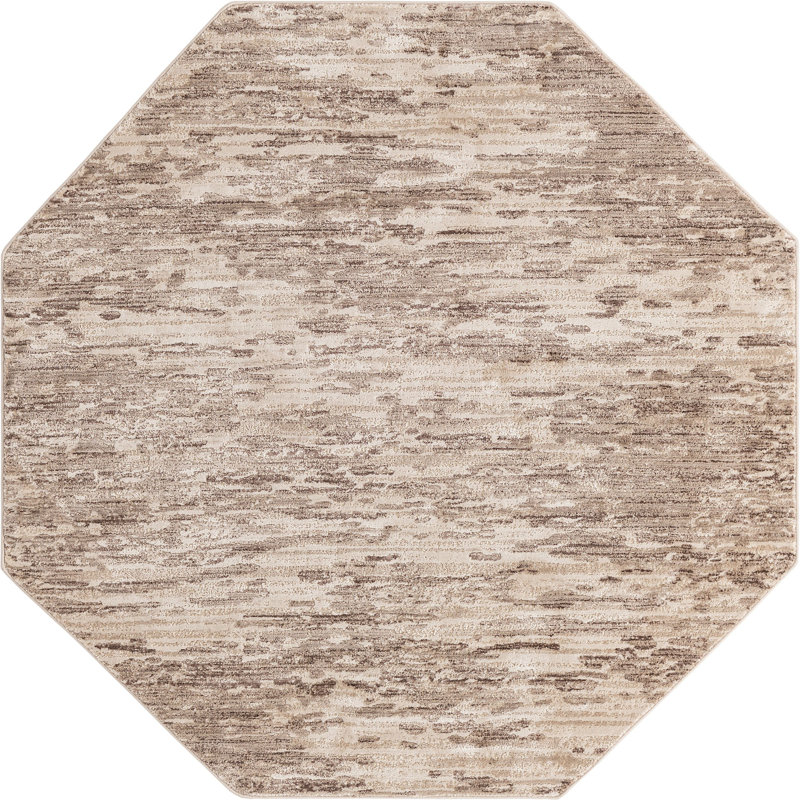 Tapis contemporain brun clair Araceli, Octogone 6 pi x 6 pi