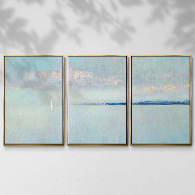 Sunrise Haze - Toile encadrée multi-pièces, H 36 po x l 75 po x P 2 po, Or