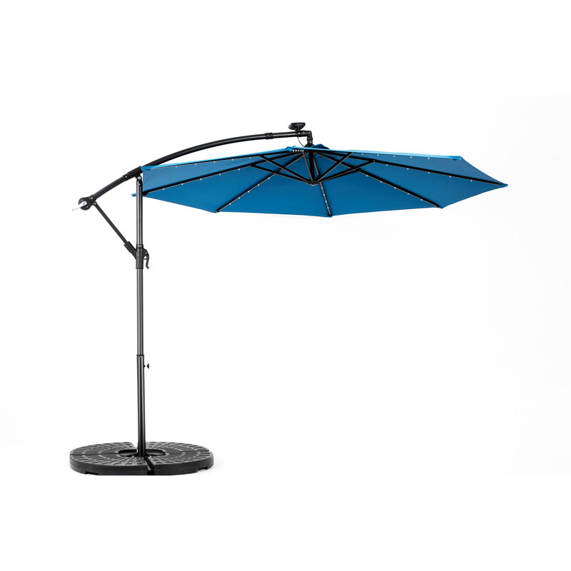 Parasol solaire suspendu décalé de 10 pi, polyvalent et pratique - Parasol de patio bleu foncé avec releveur à manivelle