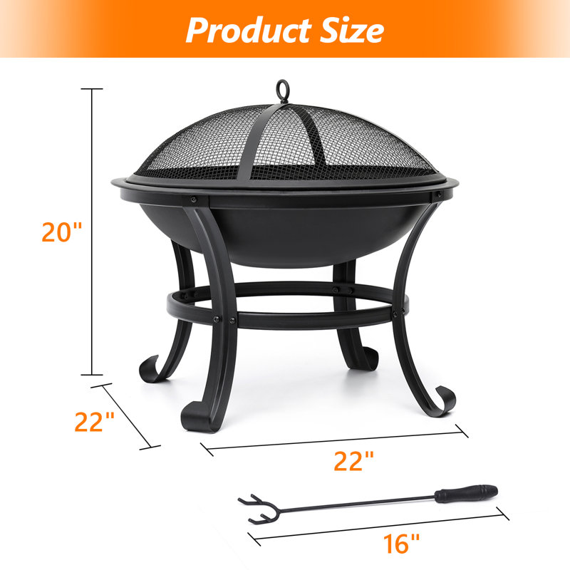 Martinique Round Steel Wood Burning Fire Pit
