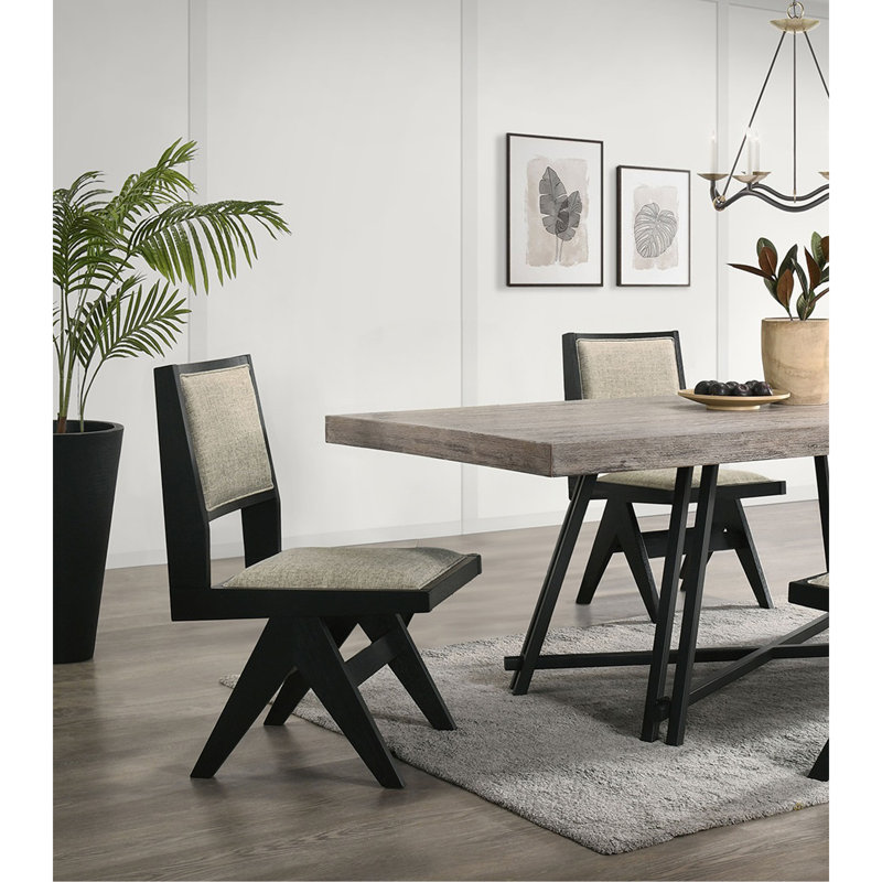 Mobilier de salle à manger avec chaises d'appoint noires et gris, Gris clair