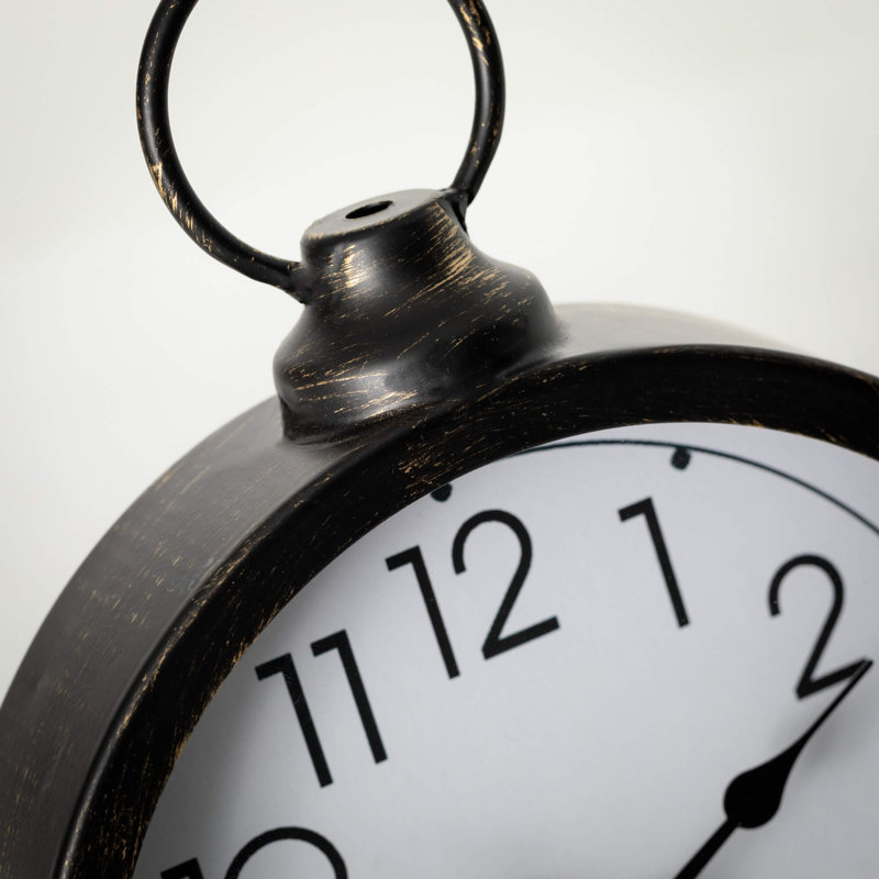 Horloge de table analogique en métal noir