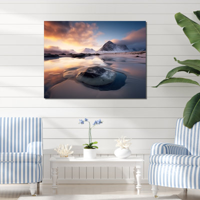 Lever de soleil sur la plage rocheuse II - art mural plage