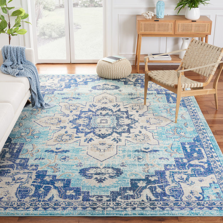 Madison Oriental Area Rug In Teal / Navy