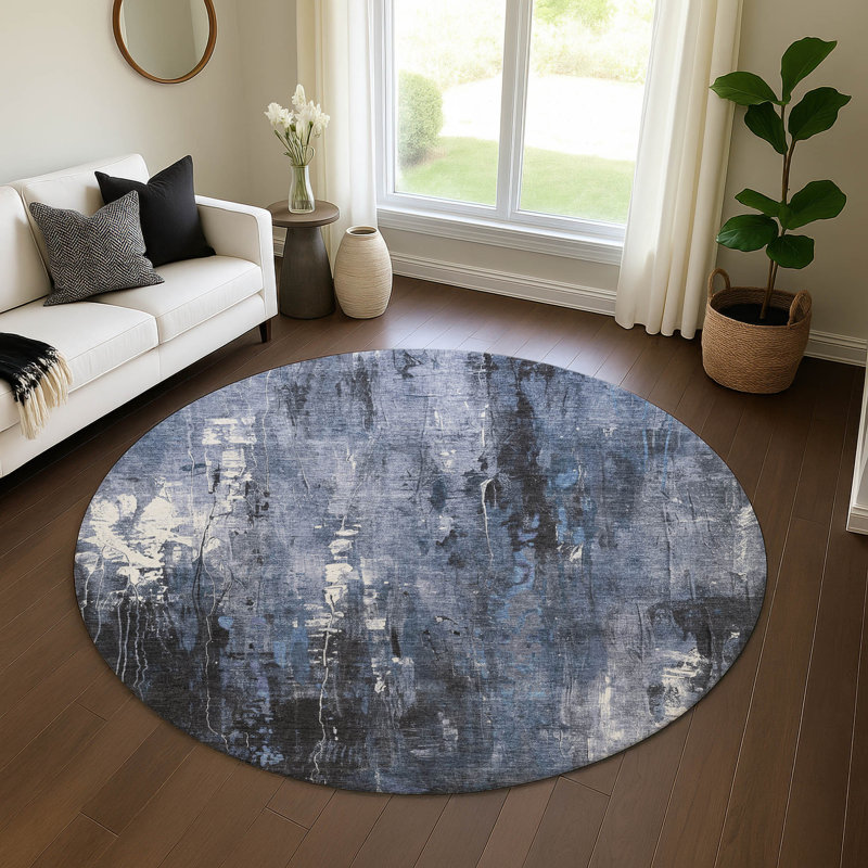 Premium Machine Washable Strinko AMF1683 Modern Rug, Round 8'