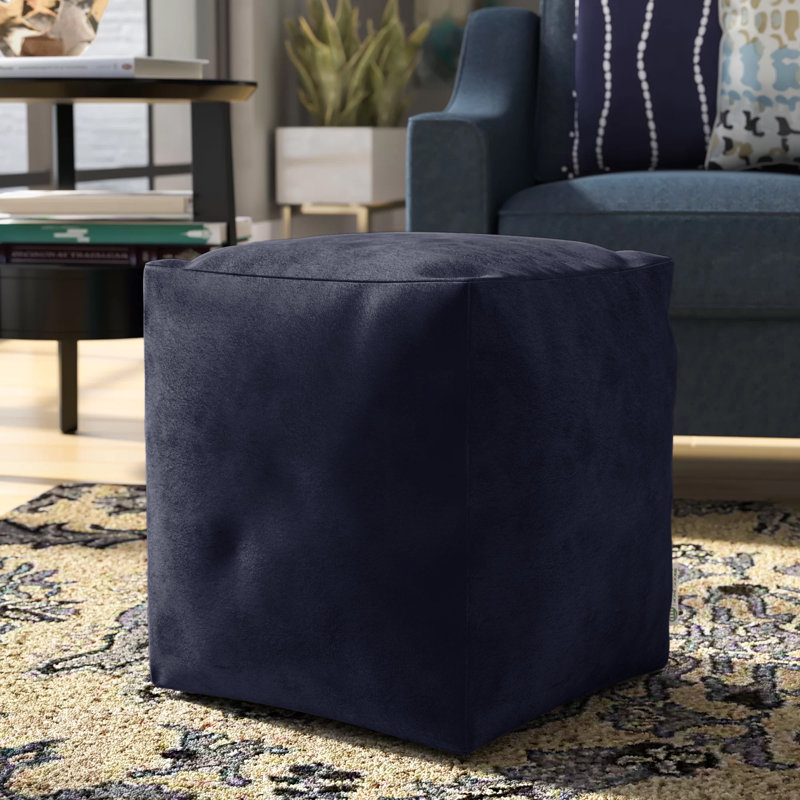 Sosebee Velvet Pouf, Navy Velvet