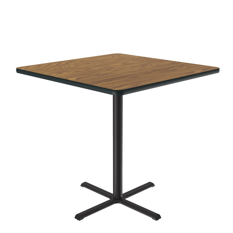 Correll 36 Square, 42 High Café Bistro & Break Room Table, Standing, Barstool Height, Medium Oak Thermal Fused Laminate Top, Cast Iron Base, Tops Made in The USA, Leveling Glides
