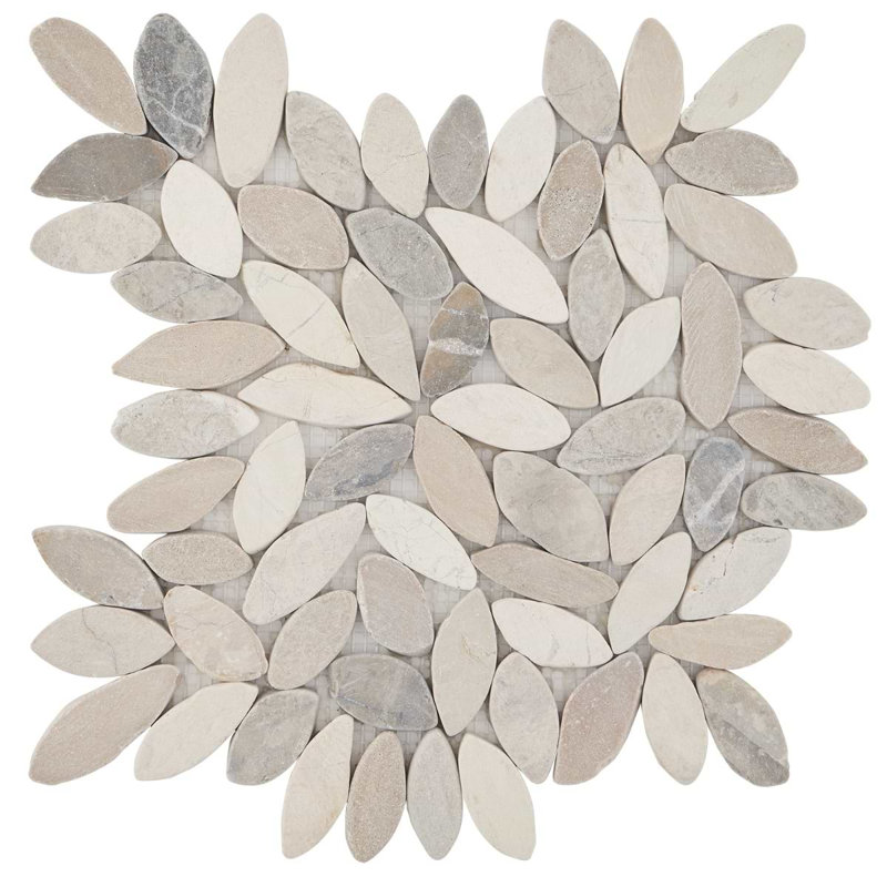 Nature Flower Carrara Marble Mosaic Tile, Lombok  Beige