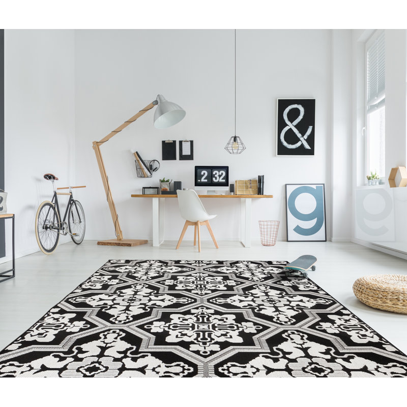 Tapis d'intérieur / extérieur noir Symonds, Rectangle 5 pi 2 po x 7 pi 6 po