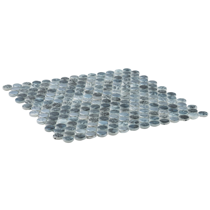 Eterna Penny 12" x 12" Recycled Penny Glass Mosaic, Iris Gris