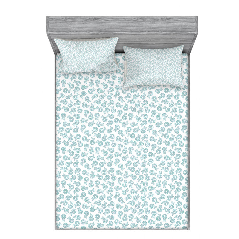 Scandinavian Microfiber Patterned Fitted Sheet, Queen Fitted Sheet with 2 Pillowcases