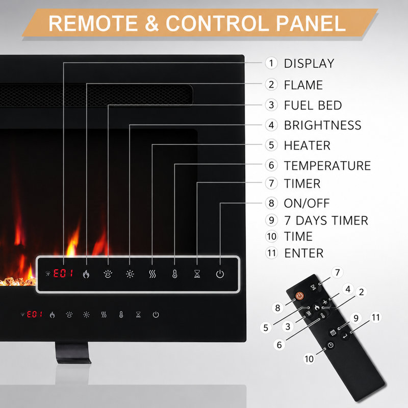 FLAMEKO Winslow Wall Mounted/Media Wall/Free Standing Fireplace With Realistic Flame Effect Heater 9 Colour Flame Effect