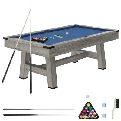 84" Pool Table, 7 Ft  Billiard Tables Set With Cue Sticks Balls Triangle Rack Felt Brush And Chalk