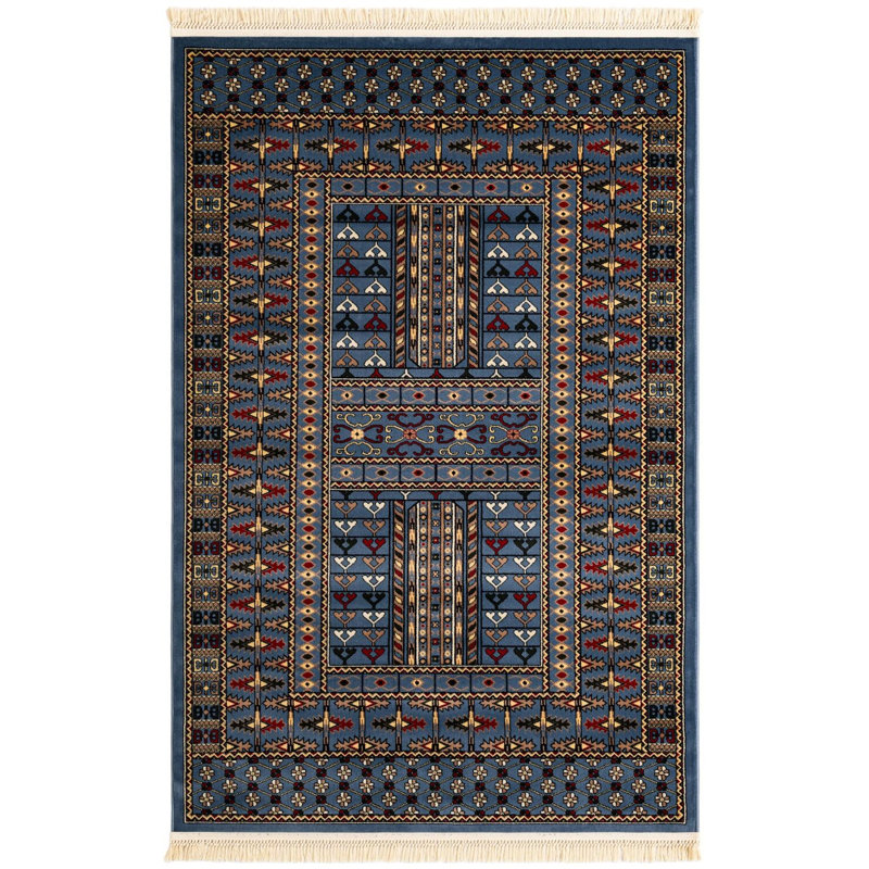 Tapis bleu Aucun, Rectangle 5 pi 3 po x 8 pi